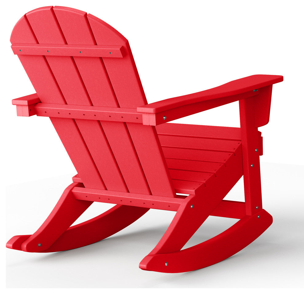 WestinTrends Outdoor Patio Adirondack Rocking Chair Lounger, Porch Rocker, Red