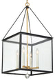 Crystorama WES-9907-BK-GA, 4-Light Lantern, Black, Antique Gold