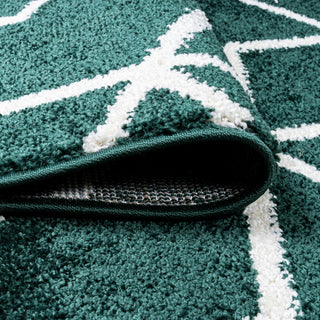 Tumbling Blocks Modern Geometric Green/White 8'x10' Area Rug