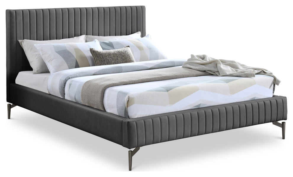 Gallo Vegan Leather Upholstered Bed, Gray, King