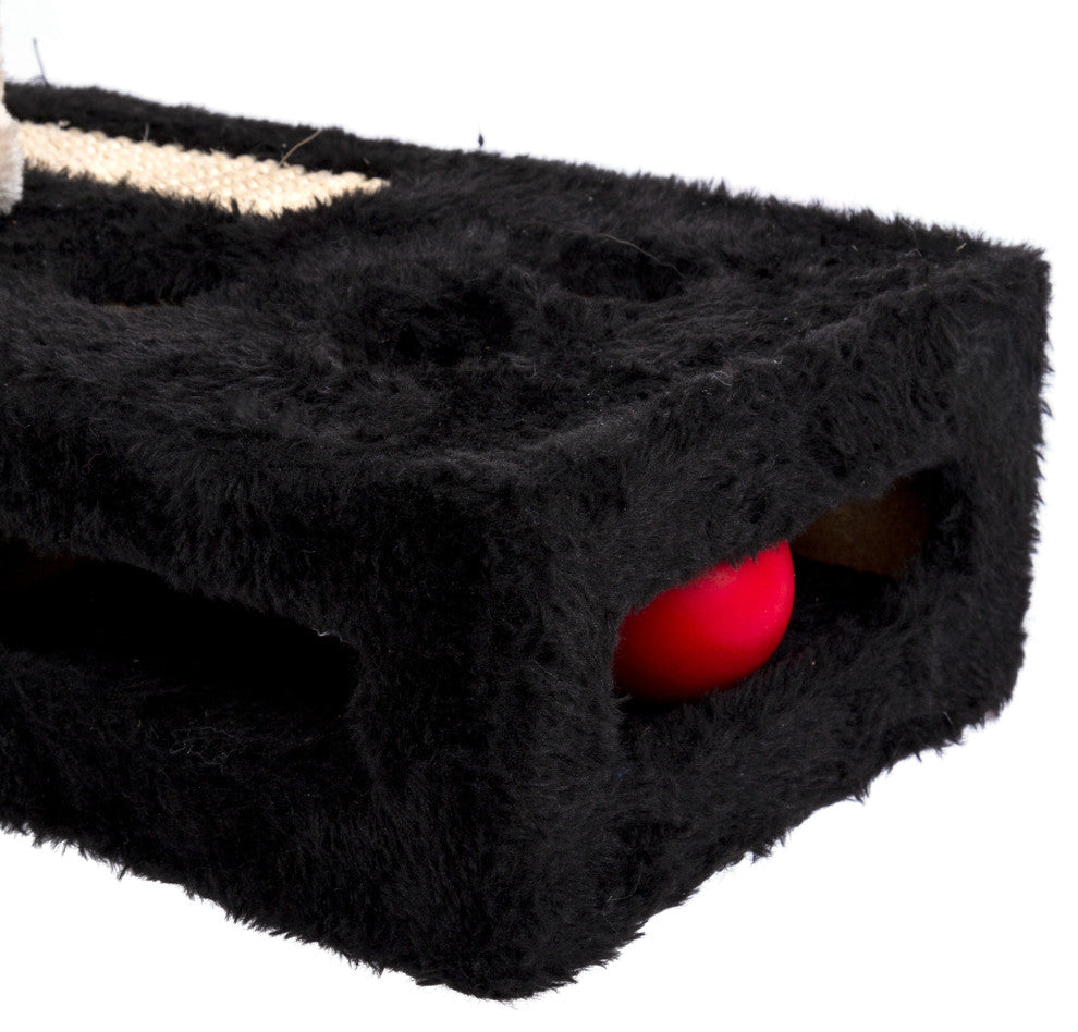 Fun and Playful Cat and Kitten Sisal Scratching Post, 12"x13.5"x7", Black