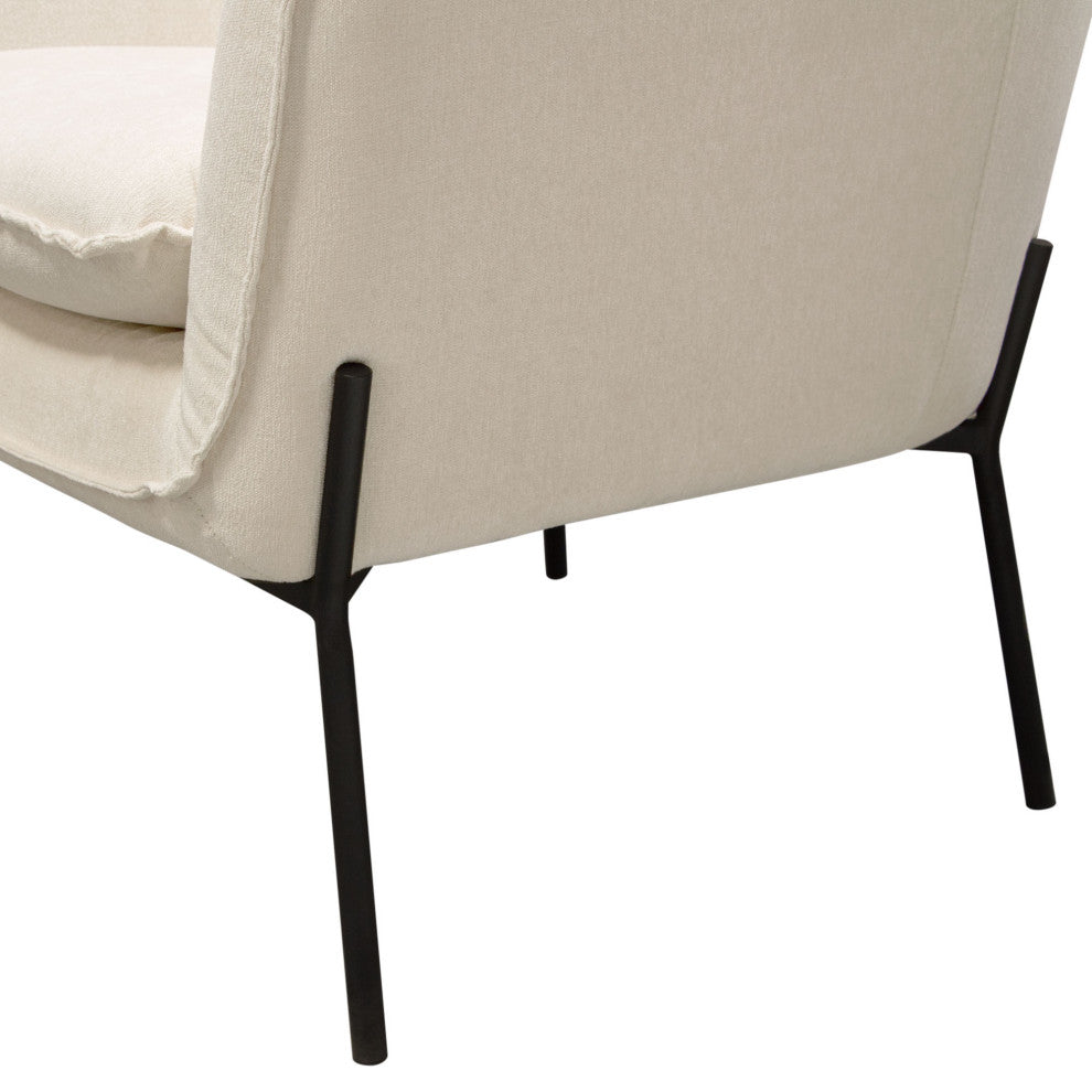 Status Accent Chair in Cream Fabric with Black Powder Coated Metal Leg