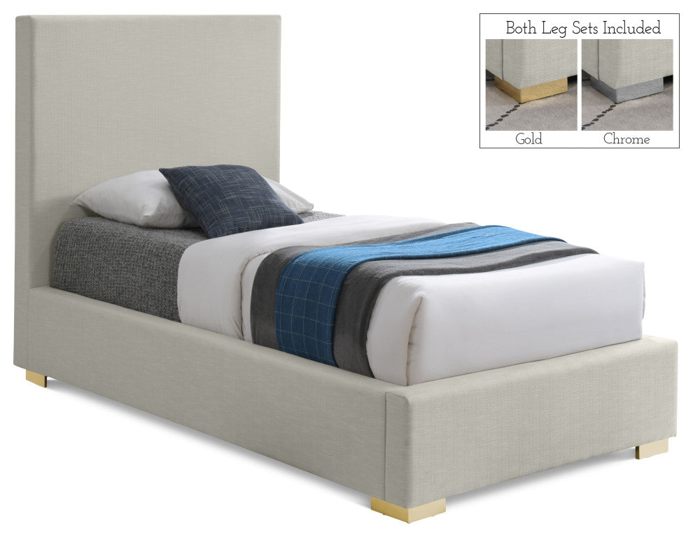 Crosby Linen Upholstered Bed, Beige, Twin