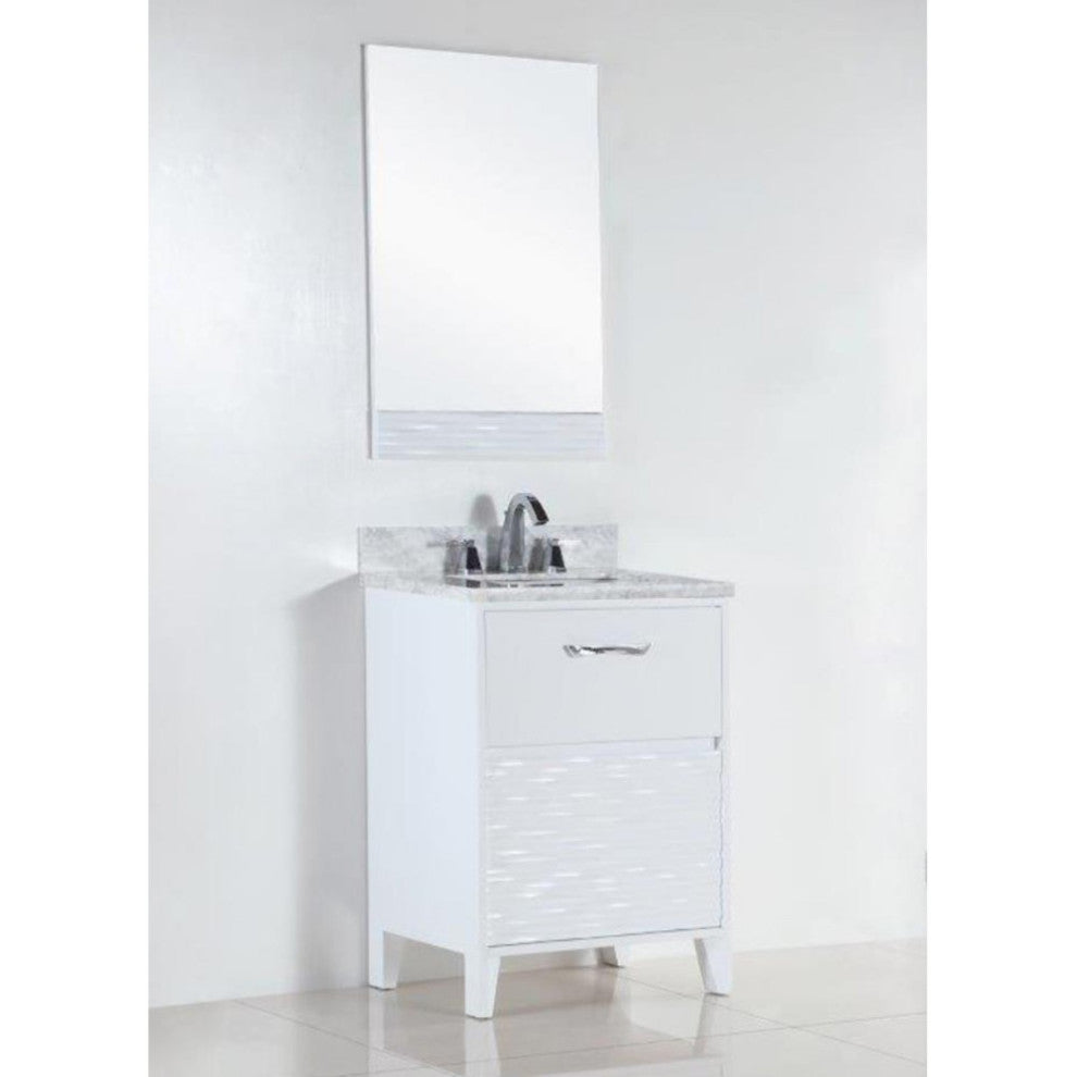 Alda Single-Sink Vanity, White, 24", White With White Carrara Top