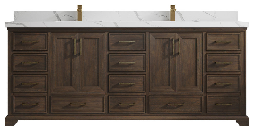 Charlotte 84 Double Sink Bath Vanity Graywashed 2" Calacatta Laza