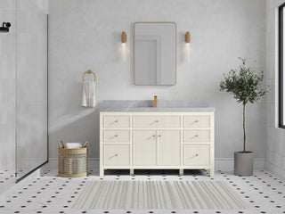Sonoma 60" Single Sink Bath Vanity in Alabaster, 2" Pearl Gray