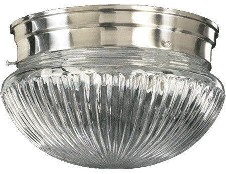 6" Ribbed Mushroom Flush Mount, Satin Nickel