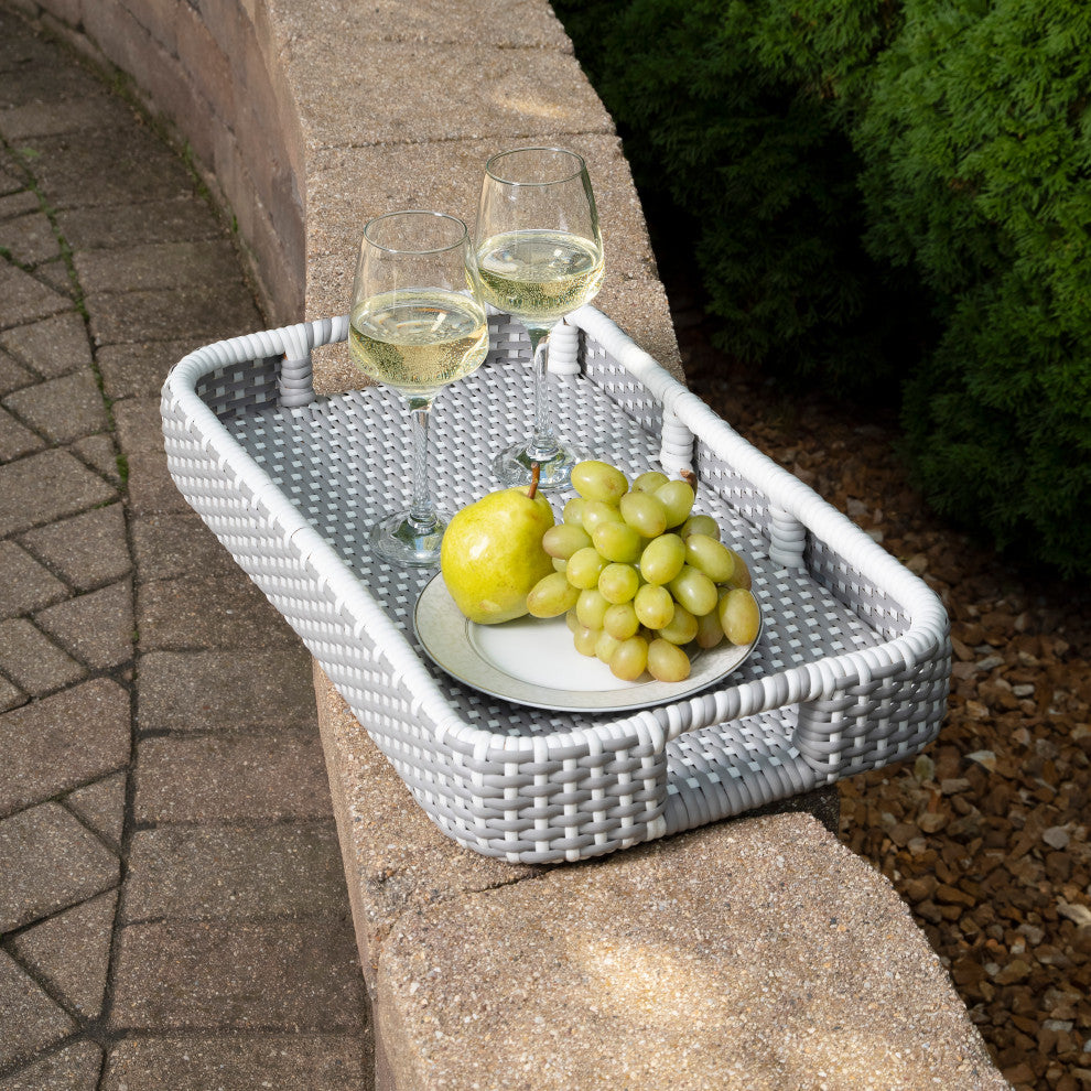 Butler Selena Gray and White Rattan Bar Cart