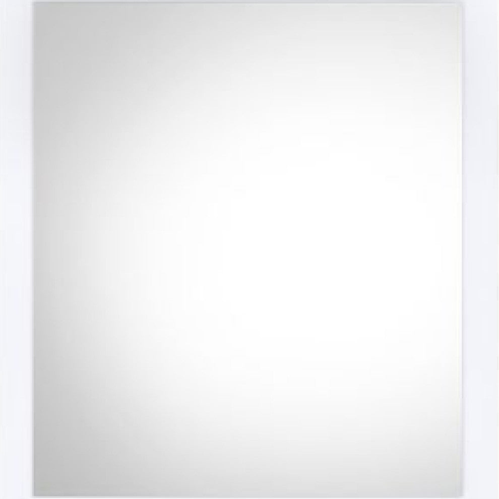 Benzara BM275054 Wall Mirror With Sleek Rectangular Portrait Wood Frame, White