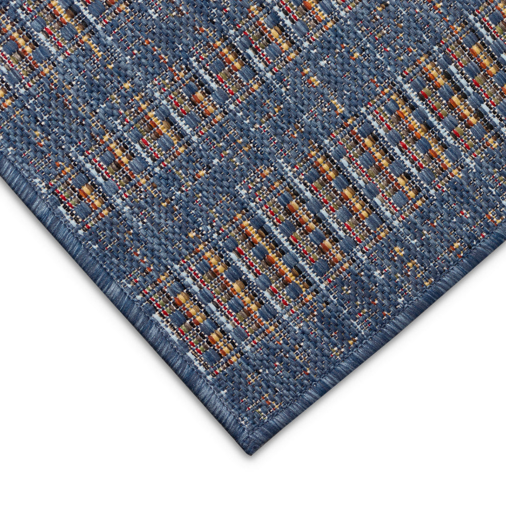 Avena Mosaic Stripe Indoor/Outdoor Rug Denim 7'10" Square