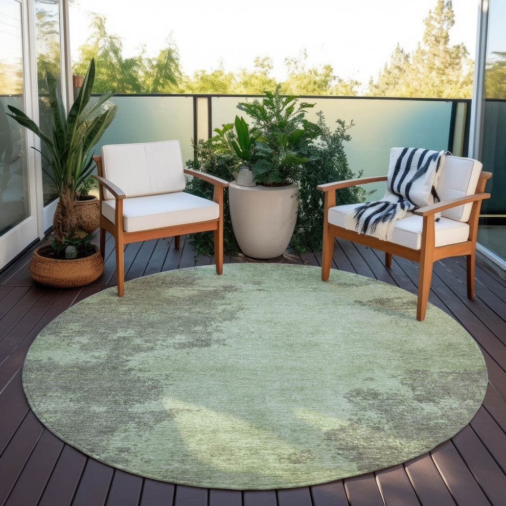 Machine Washable Indoor/Outdoor Chantille ACN1913 Aloe 8' x 8' Round Rug