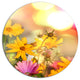 Blooming Yellow And Pink Flowers, Floral Disc Metal Artwork, 23"