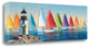 Colorful Sailboats With Lighthouse 2 Giclee Wrap Canvas Wall Art