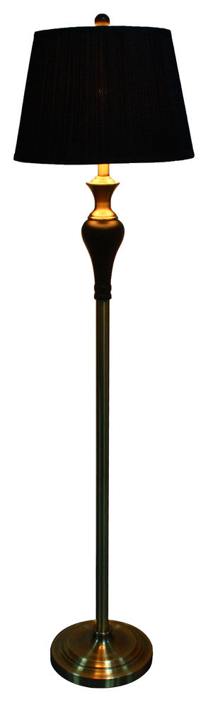 Lincolnshire Floor Lamp in Black With Black Pleated Shades