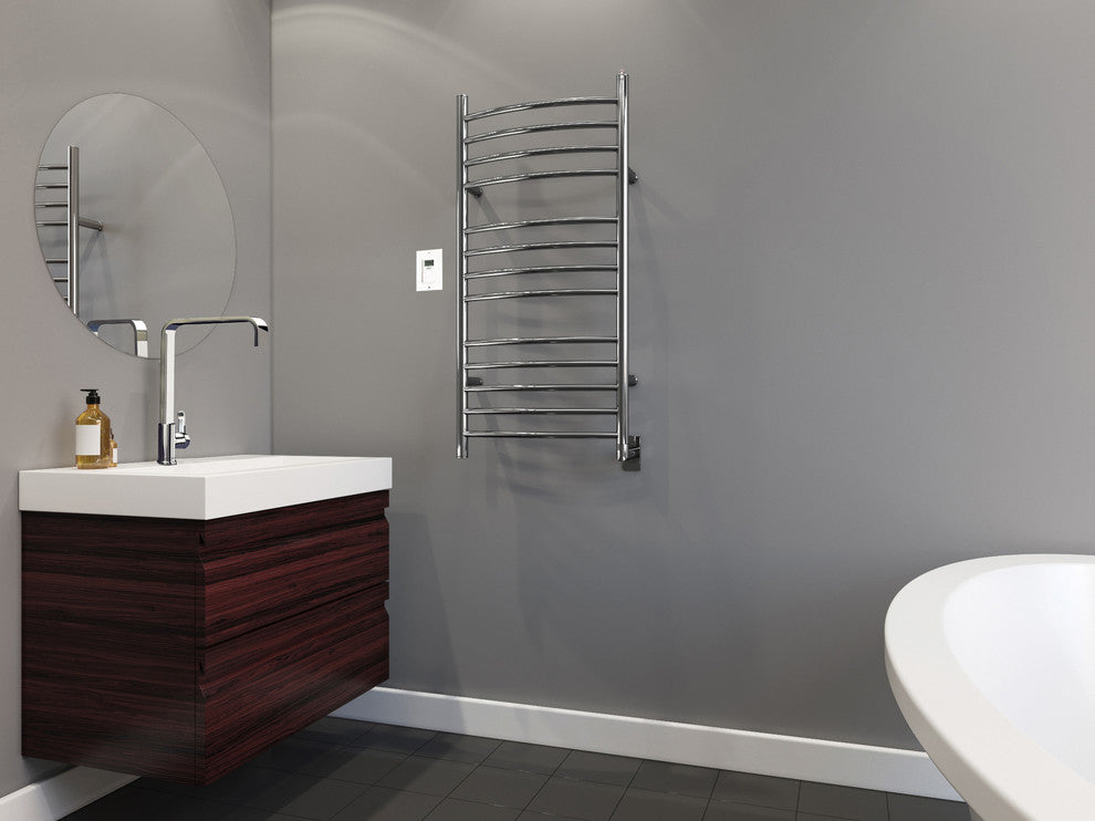 Ancona Svelte Hardwired Towel Warmer, Polished Stainless Steel with Timer