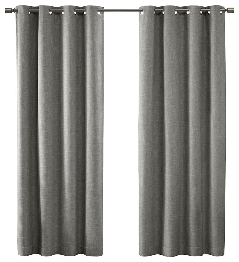 SunSmart Maya Printed Heathered Blackout Grommet Top Curtain Panel, Grey