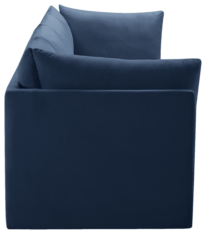 Jacob Velvet Upholstered 3-Piece Modular Sofa, Navy