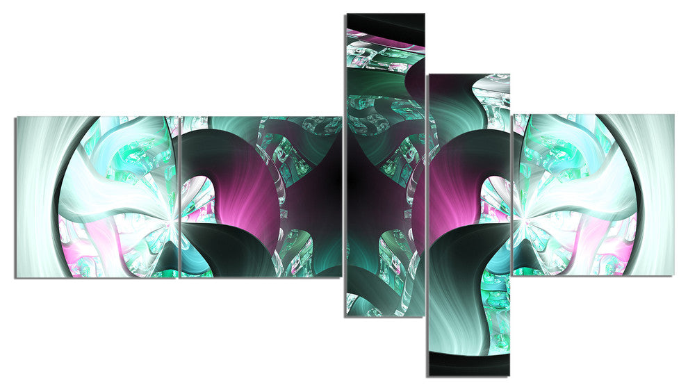 Gray Capsule in Plasma, Abstract Canvas Art Print, 60"x32", 5 panels