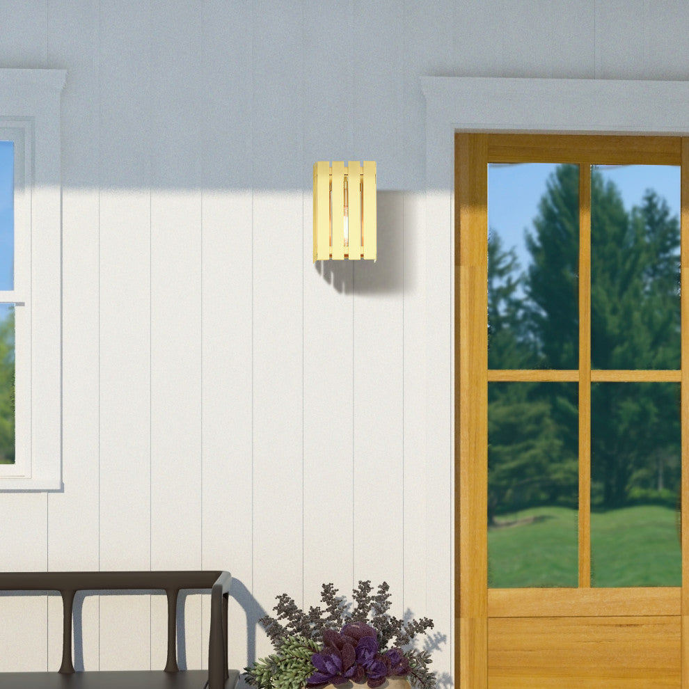 Livex Lighting Greenwich 1 Light Satin Brass Small Outdoor Wall Lantern