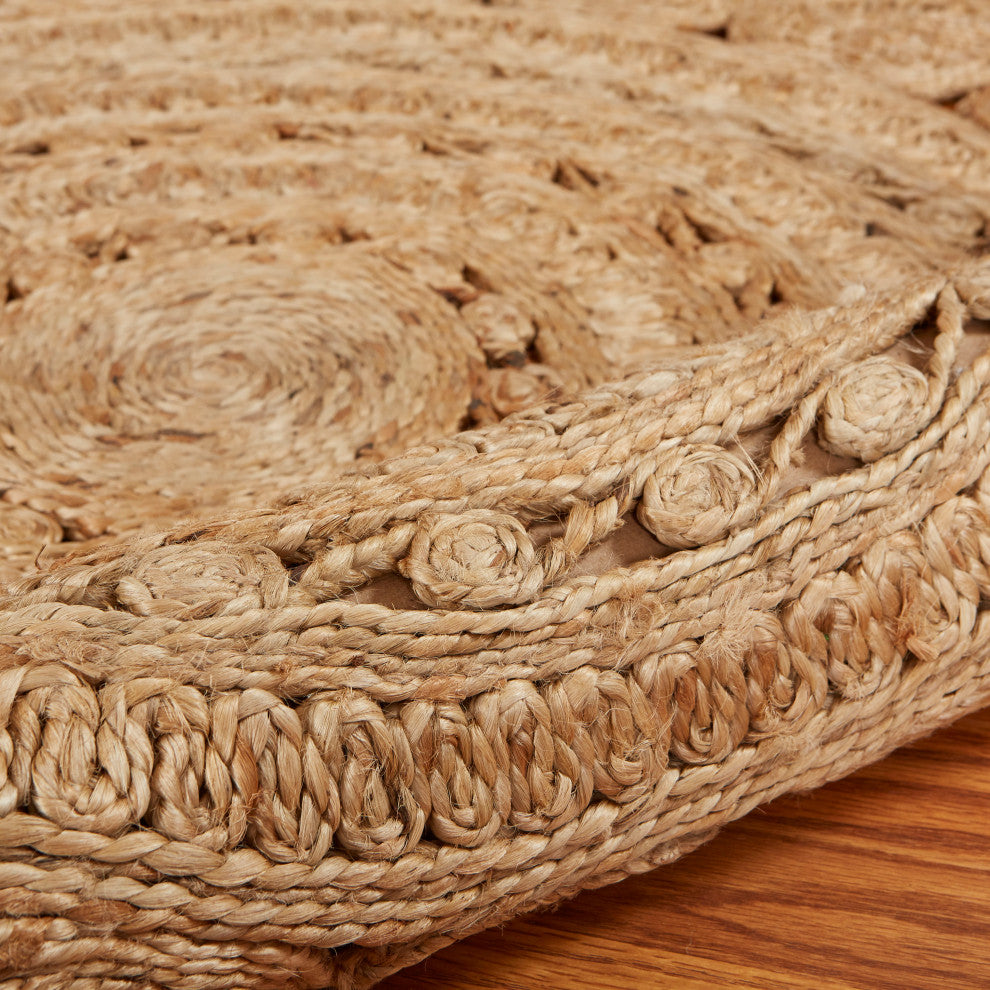 Sunshine Organic Jute Braided Area Rug, 8' Round