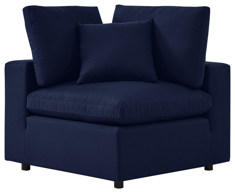 Modular Sectional Deep Sofa Chair Set, Sunbrella, Blue Navy, Outdoor Patio