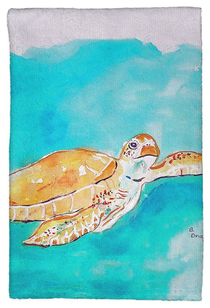 Brown Sea Turtle Kitchen Towel - Two Sets of Two (4 Total)