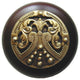 Regal Crest Wood Knob, Antique Brass, Dark Walnut Wood Finish, Antique Brass