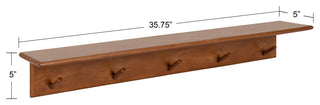 Alta Floating Wood Shelf with 5 Posts, Walnut Brown, 36x5x5