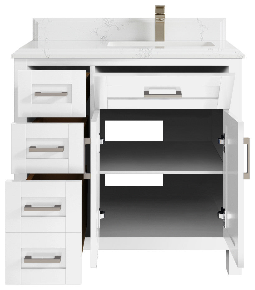 Cambridge 36 Right Offset Bath Vanity in White 1.5" Empira Quartz