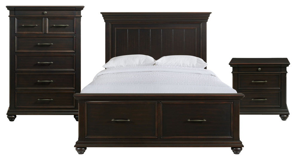 Picket House Brooks King Platform Storage 3 Piece Bedroom Set, Black