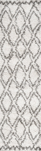 Soller Diamond Trellis Shag Beige/Dark Gray 2'x8' Runner Rug