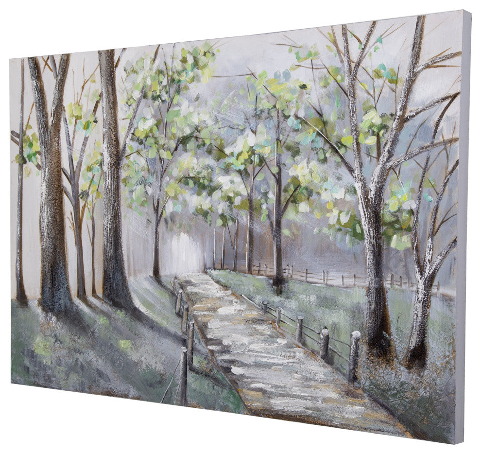 'Lighted Path II', 47"x32" Wall Art on Canvas, Hand Painted With 3D Accents