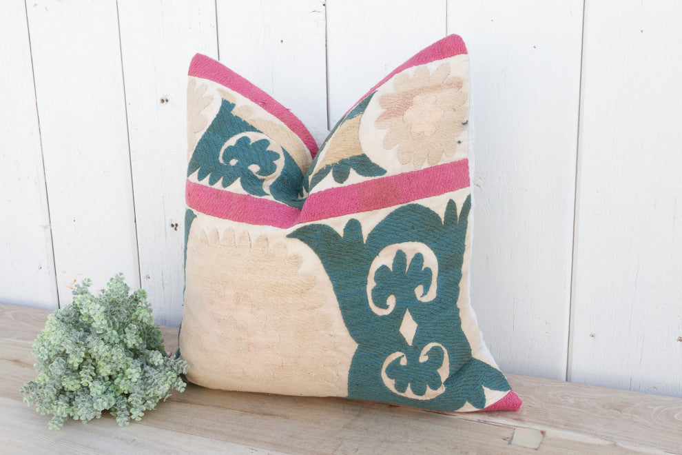 Dawn Dew Vintage Suzani Pillow