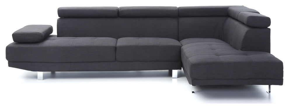 Riveredge 109" W 2 Piece Polyester Twill L Shape Sectional Sofa, Black