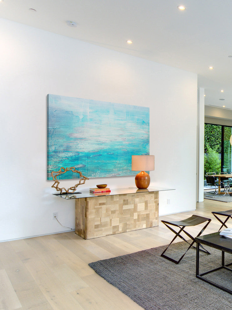 "White Surf" Painting Print on Wrapped Canvas, 60"x40"