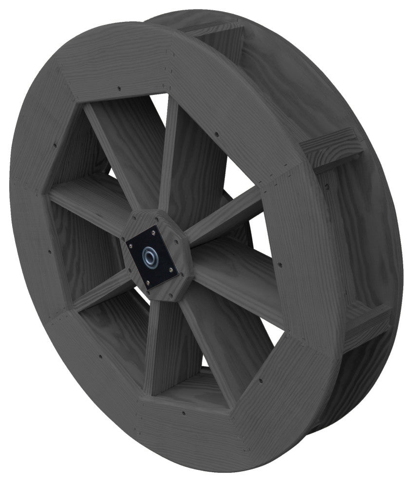 Pressure Treated Pine Waterwheel, Charcoal Stain, 30"