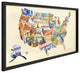 America Map Handmade Dimensional Collage Framed Graphic Wall Art Under Glass Art