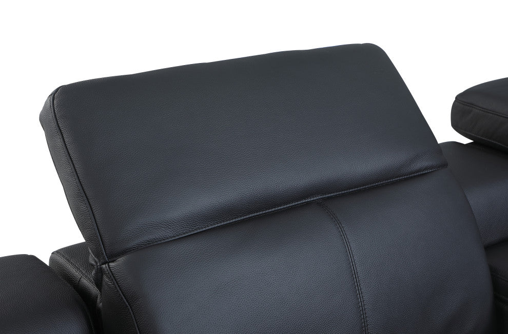 Federico 7-Piece L-Shaped Top Grain Italian Leather Sectional, Black