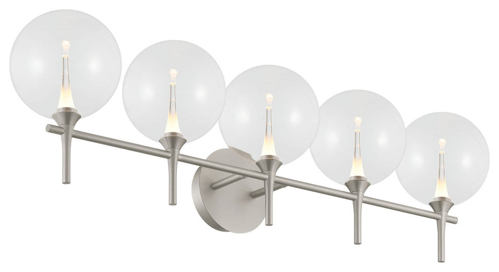 Iissa, Vanity, 5Lt, Satin Nickel, Clear Glass
