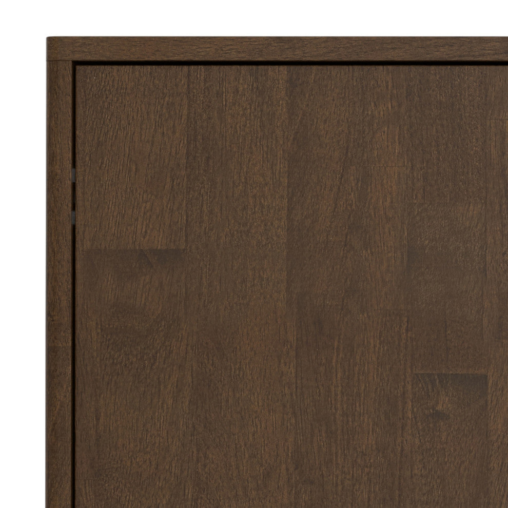 Harper Solid Hardwood 3 Door Sideboard Buffet / Storage Cabinet, Walnut Brown