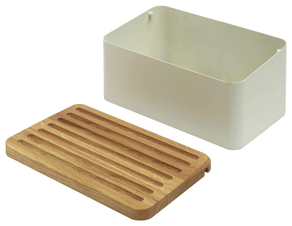 Legnoart Crispy White Bread Bin With Double Functioning Lid