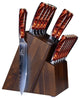 16-Piece Acacia Wood Kitchen Knife Block Set - Red Resin Handles