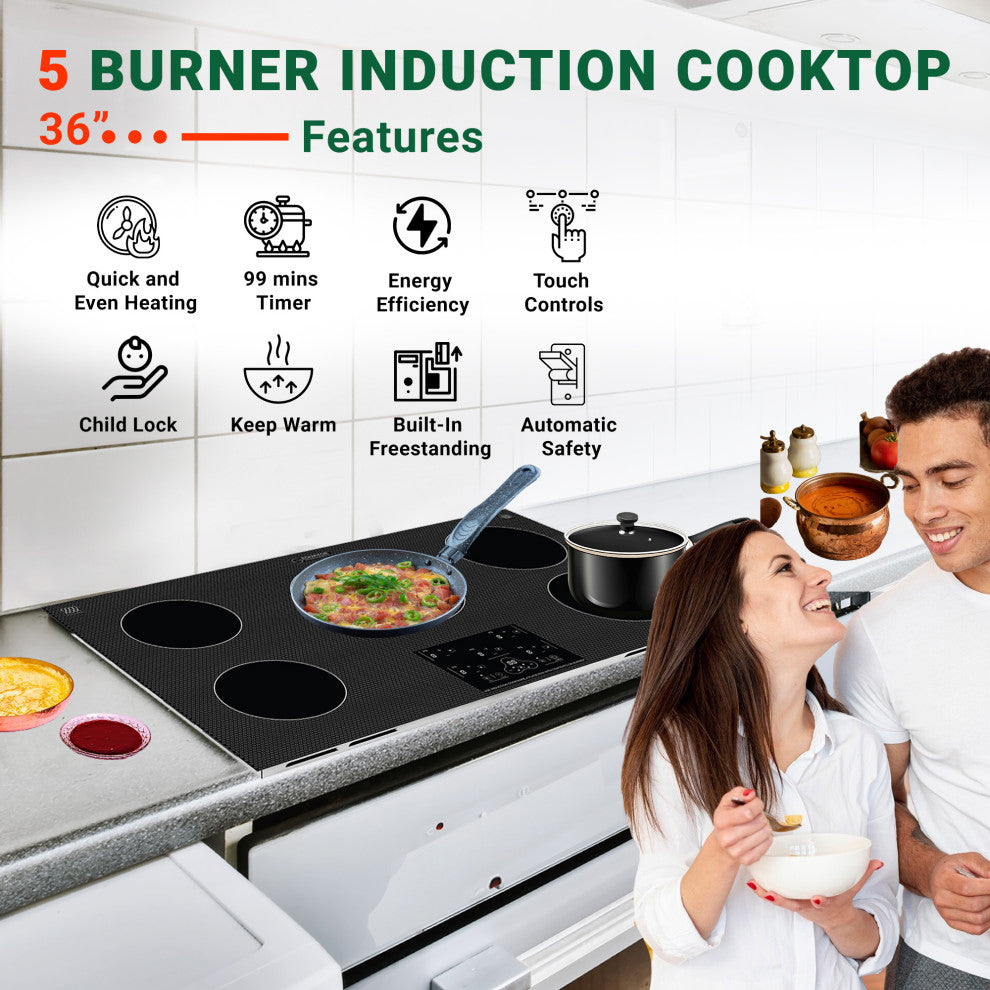 Conserv 36" Built-in Induction Cooktop 5 Burner 220V