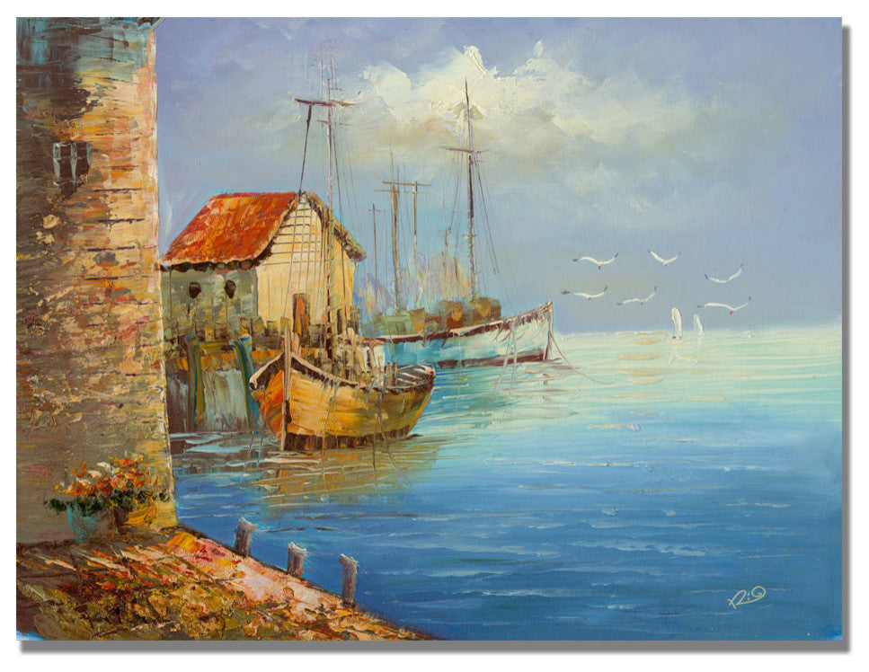 'Fishing Wharf' Canvas Art by Rio