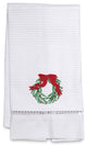 Waffle Weave Guest Towel, Christmas Wreath, Green