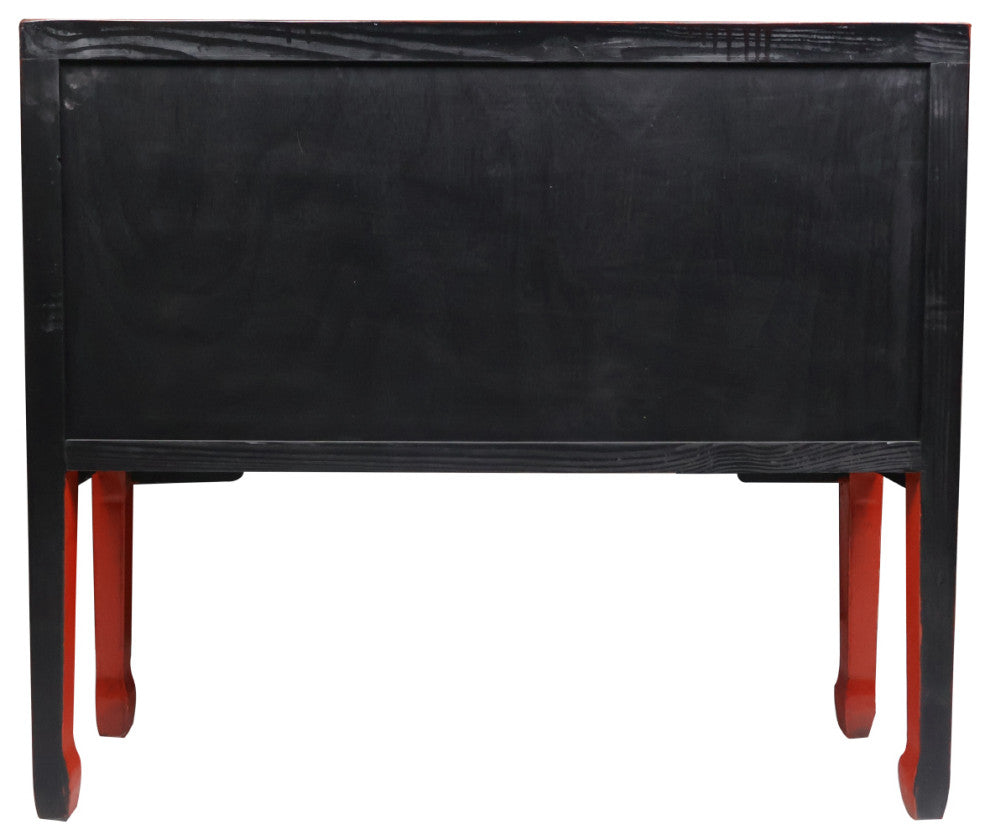 Chinese Console Lacquer Lady Chest, Red