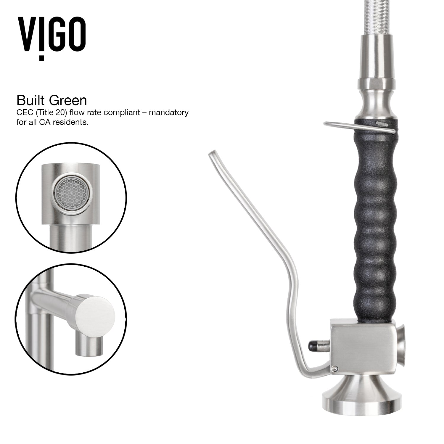 VIGO Zurich 27" H Single Handle Pull-Down Sprayer Kitchen Faucet, Stainless Steel, Without Extras
