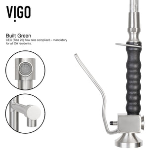 VIGO Zurich 27" H Single Handle Pull-Down Sprayer Kitchen Faucet, Stainless Steel, Without Extras