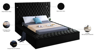 Bliss Velvet Upholstered  Bed, Black, King