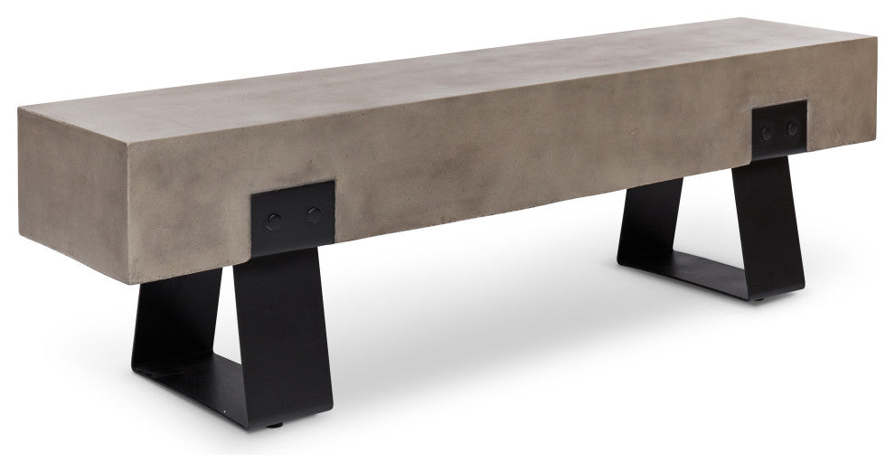 Mixx Industrial Bench, Black Legs, Dark Gray Seat